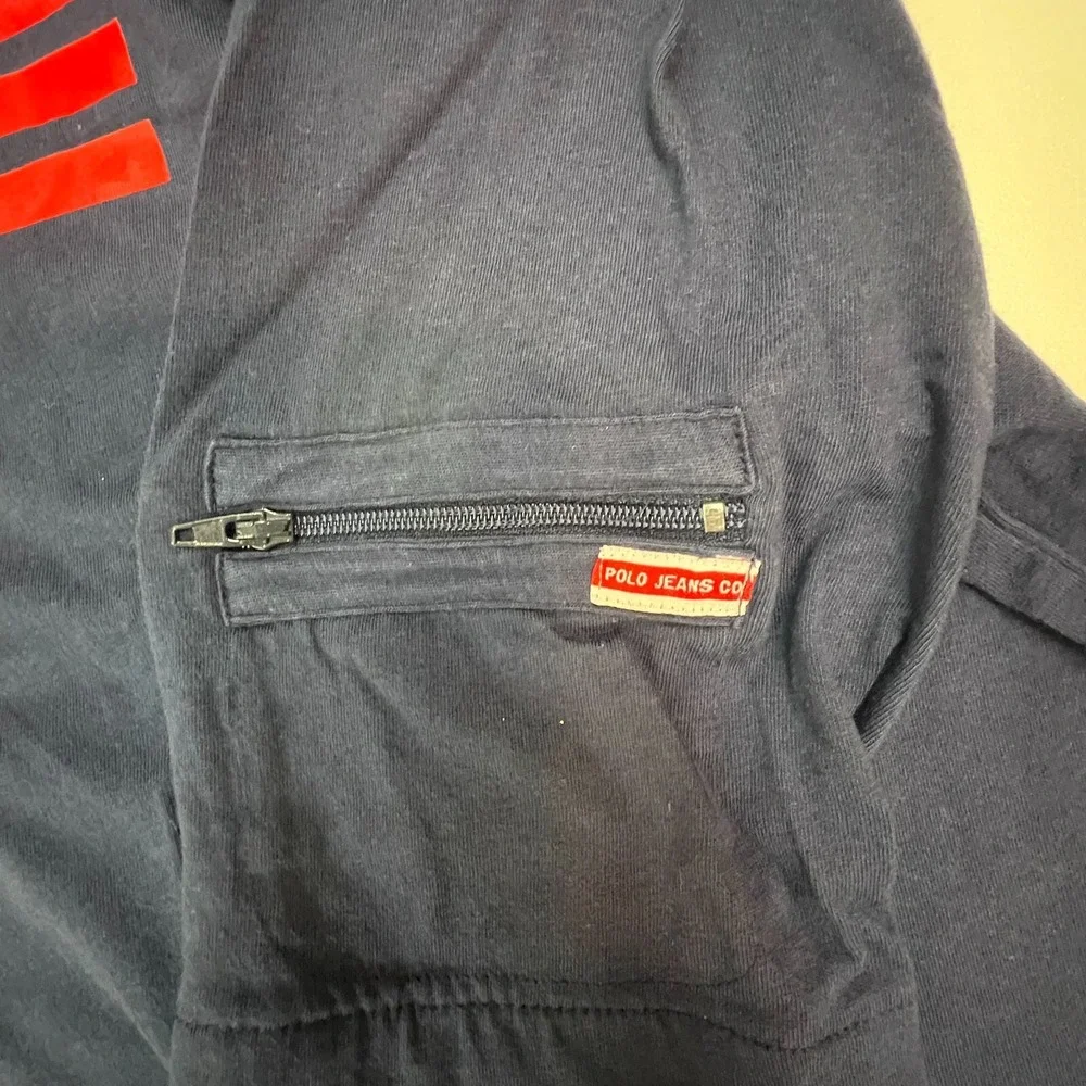 Polo Jeans Company‎ Hooded T-Shirt Short Sleeve Navy Blue Youth Size L VTG NWT